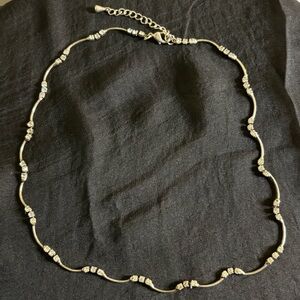 Silver Rhinestone Necklace with Adjustable Chain